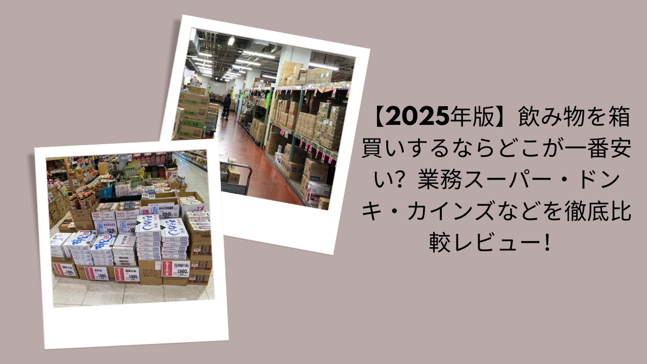 【2026年版】飲み物を箱買いするならどこが一番安い？業務スーパー・ドンキ・カインズなどを徹底比較レビュー！