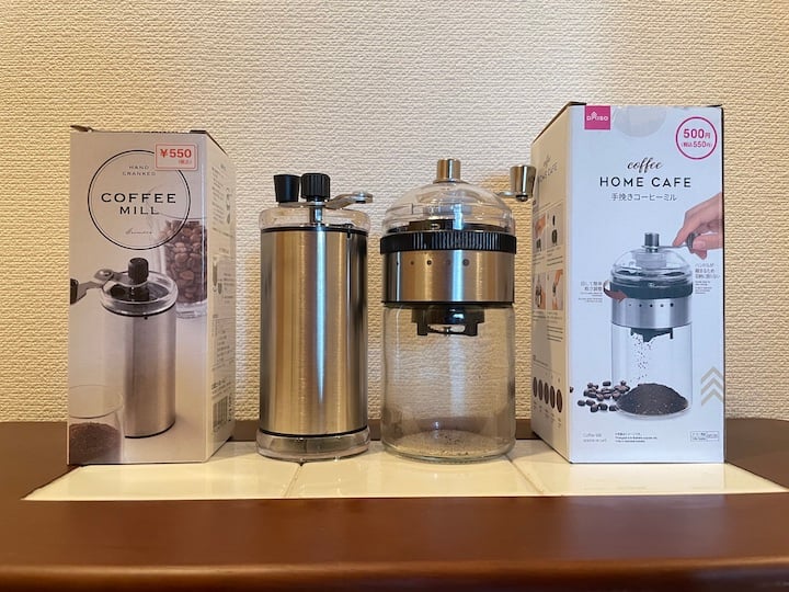 ダイソーの100均コーヒーミル正直レビュー, ダイソー100均コーヒーミル使える？評価, ダイソーコーヒーミルメリット・デメリット, ダイソー100均コーヒーミル実際に使って解説