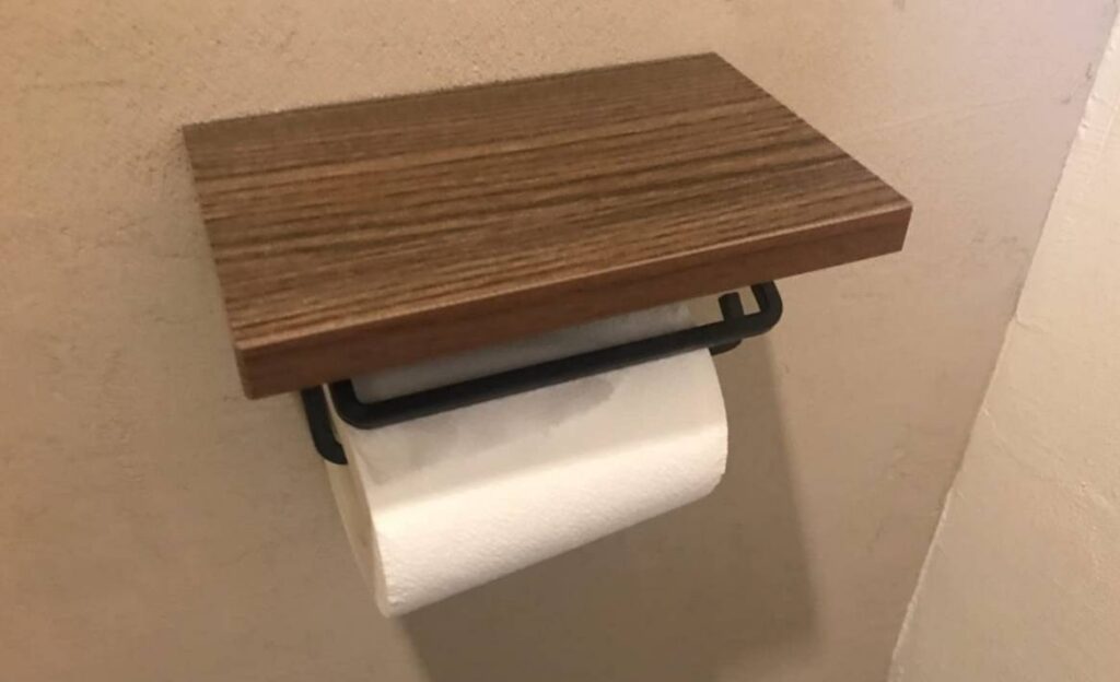山善(YAMAZEN) トイレットペーパーホルダー 棚付き