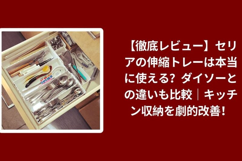 【徹底レビュー】セリアの伸縮トレーは本当に使える？ダイソーとの違いも比較｜キッチン収納を劇的改善！
