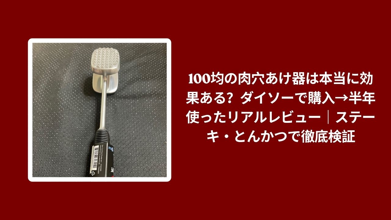 100均 肉穴あけ器 ダイソー 使用レビュー, 肉穴あけ器 100均 ダイソー 半年 使用感, ダイソー 肉穴あけ器 ステーキ とんかつ 検証, 肉穴あけ器 100均 ダイソー 本音レビュー