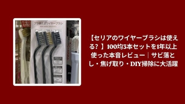 セリア ワイヤーブラシ 使える レビュー, ワイヤーブラシ セリア 100均 1年以上 使用感, セリア ワイヤーブラシ サビ落とし 焦げ取り, ワイヤーブラシ セリア DIY掃除 本音レビュー